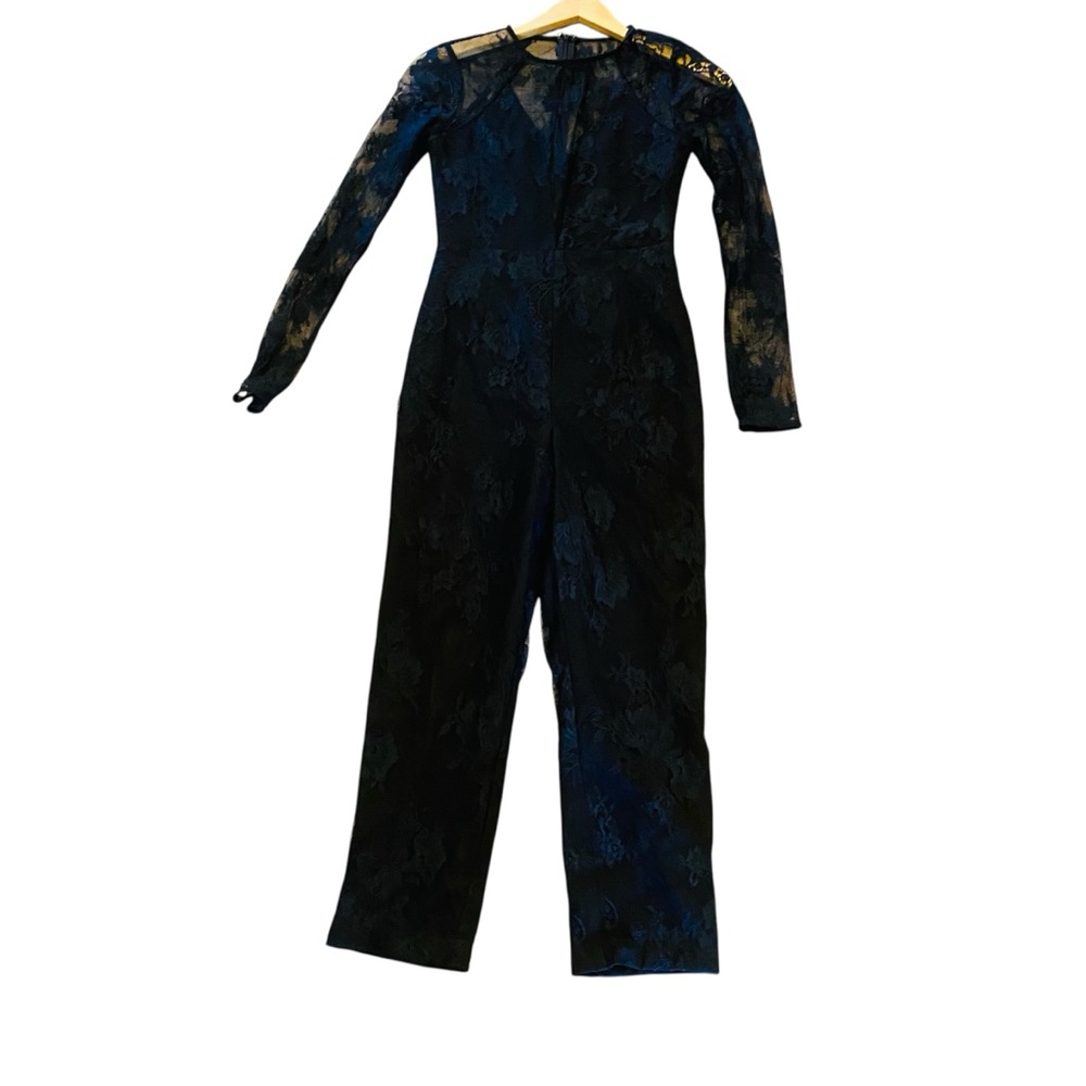 Lovers + Friends Black Lace Sheer Whimsigoth Nora Jumpsuit - Picture 2 of 9